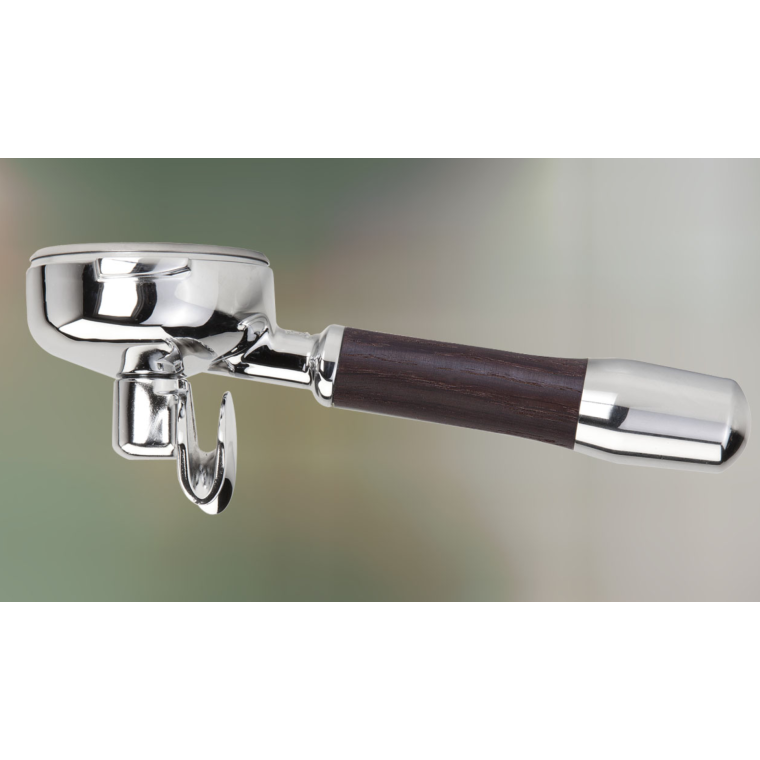 ECM Profi 2-spout skr/vinkel portafilter (PF) til E61 - forkromet messing i Oak Wood