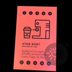 Klippekort til Kaffebaren Stor Kort (Cappuccino, Latte, Americano, etc.)
